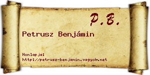 Petrusz Benjámin névjegykártya